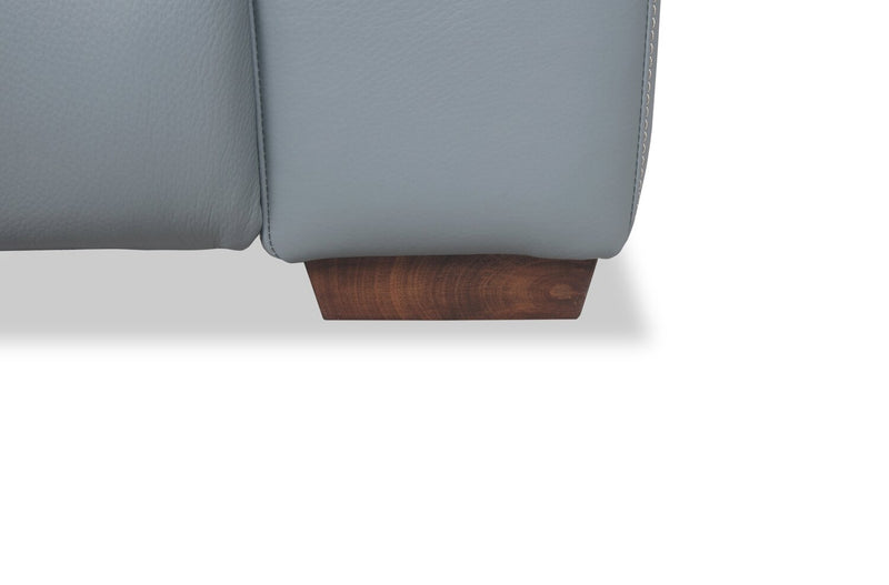 Geneva 3-Piece Pool Blue Genuine Leather Power Reclining Sectional with Power Headrests and USB Port