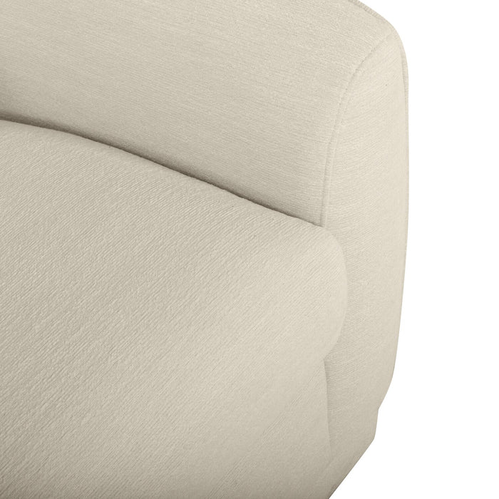 Rio 34.5\" Ivory White Chenille Fabric Swivel Accent Chair with Reversible Seat Cushion