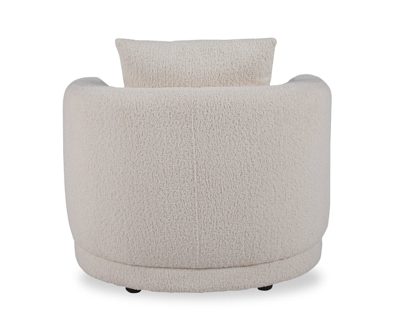 Primo Moon 35.8\" Wooly Almond White Fabric Curved Chair with Accent Pillow