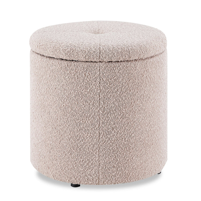 Saskatchewan Round Fabric Storage Ottoman - Pink
