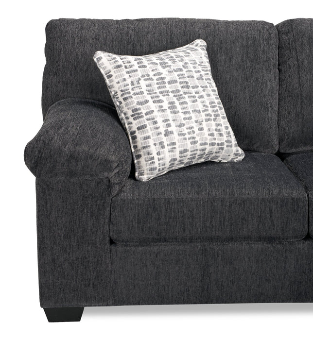 Made in Canada Morgan 2-Piece Right-Facing Chenille Fabric Sectional with Sofa and Accent Pillows - Grey