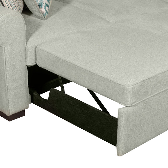 Haven 4-Piece Chenille Right-Facing Sleeper Sectional - Seafoam 