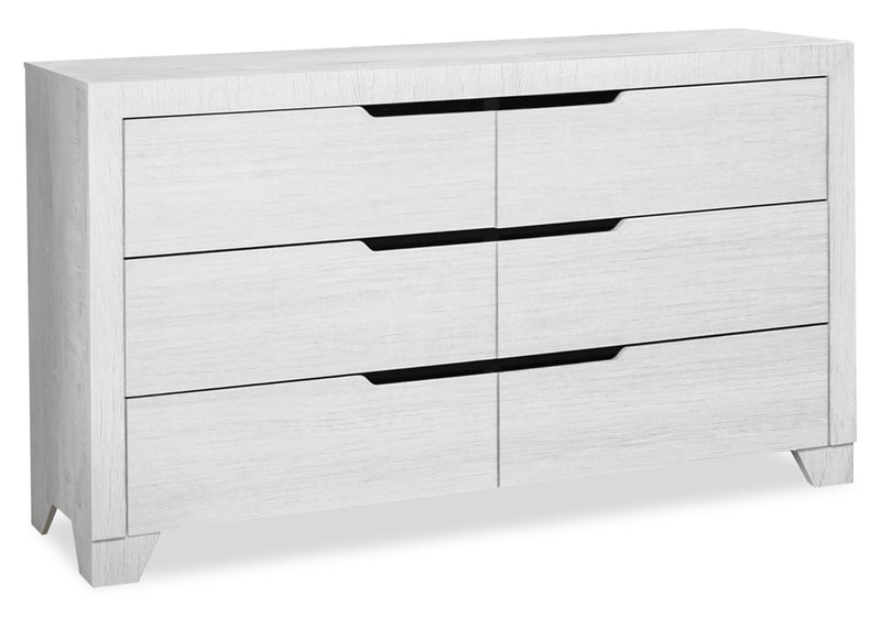 Elite 5pc Bedroom Set with Bed, Dresser & Mirror, LED, Modern, White - Queen Size