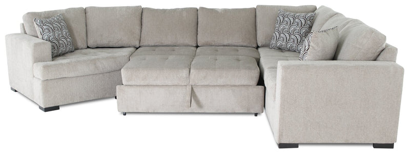 Legend 3-Piece Left-Facing Chenille Cuddler Sleeper Sectional - Platinum 