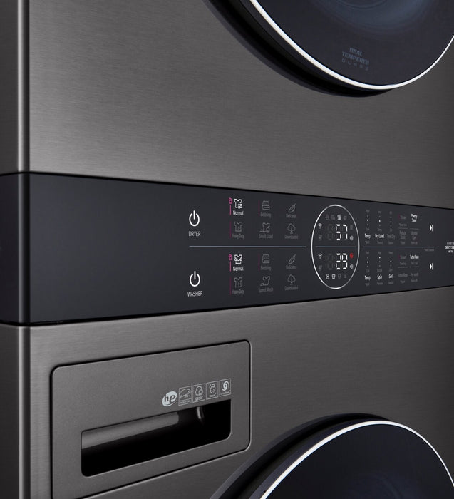 LG 5.2 Washer/7.4 Dryer Cu. Ft. Front-Load High-Efficiency Steam Washtower™ - Black Steel - WKGX201H… 
