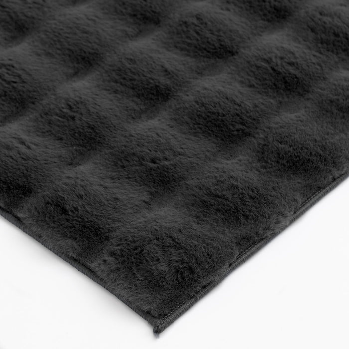Faux Fur Bubble Dark Grey Area Rug with Memory Foam Backing - 7' x 10'