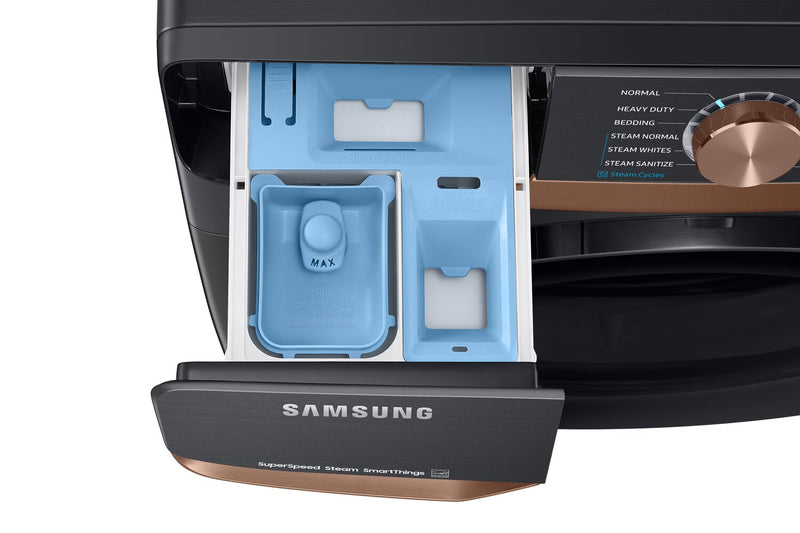 Samsung 5.8 Cu. Ft. Front-Load Steam Washer - Black Stainless Steel - Stackable - WF50BG8300AVUS 