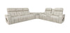 Zen 3-Piece Apricot Faux Leather Power Reclining Massage Sectional with Refrigerator and Drop-Down Console