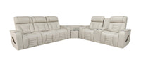 Zen 3-Piece Leather-Look Fabric Power Reclining Sectional with Massage, Drop-Down Console and Refrigerator - Apricot
