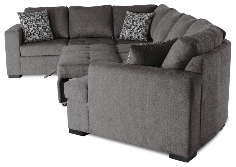 Legend 4-Piece Right-Facing Chenille Cuddler Sleeper Sectional - Pewter