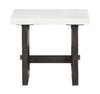 Warwick 26” Solid Wood and Marble End Table – White and Brown Oak
