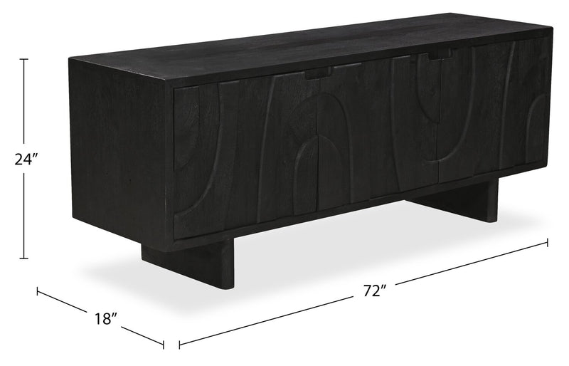 Abbot 72\" Modern TV Stand with Storage and Cable Management for TVs up to 80” - Black
