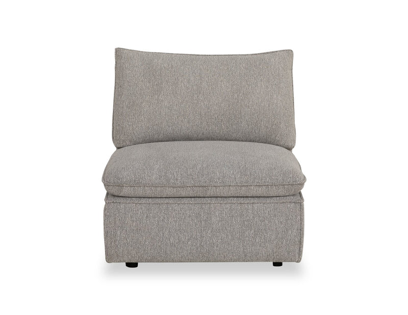 Fusion Modular 33.46\" Silver Grey Chenille Fabric Armless Chair with Removable Feather Down Cushion