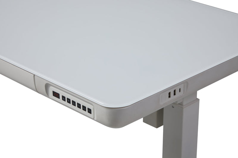 Metro 47.24” Height-Adjustable Office Desk with Storage and USB Ports - White