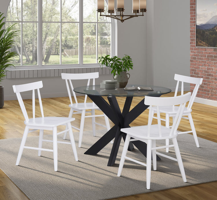 Remi 5-Piece Slatback Dining Package - White