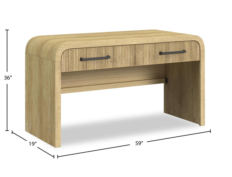 Lenore 59” Modern Sofa Table with Storage - Natural
