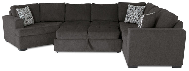 Legend 3-Piece Left-Facing Chenille Cuddler Sleeper Sectional - Pewter