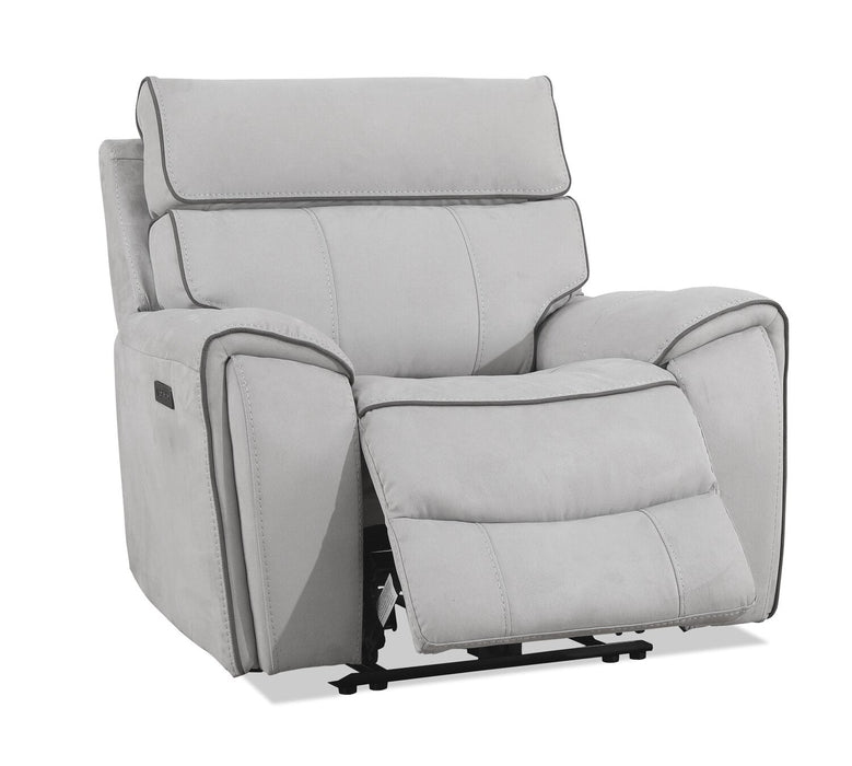 Cindy Crawford Home Newport 43\" Faux Suede Power Reclining Chair with Power Headrest - Grey 