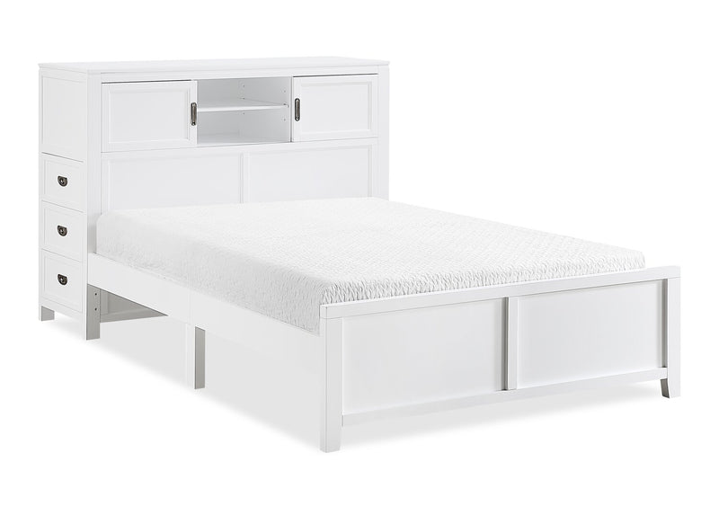 Quinn Full Bookcase Bed with Desk - White