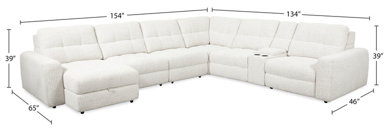 Scott Living Elevate Modular 7-Piece Left-Facing Chenille Fabric Sectional with Power Reclining - Beige
