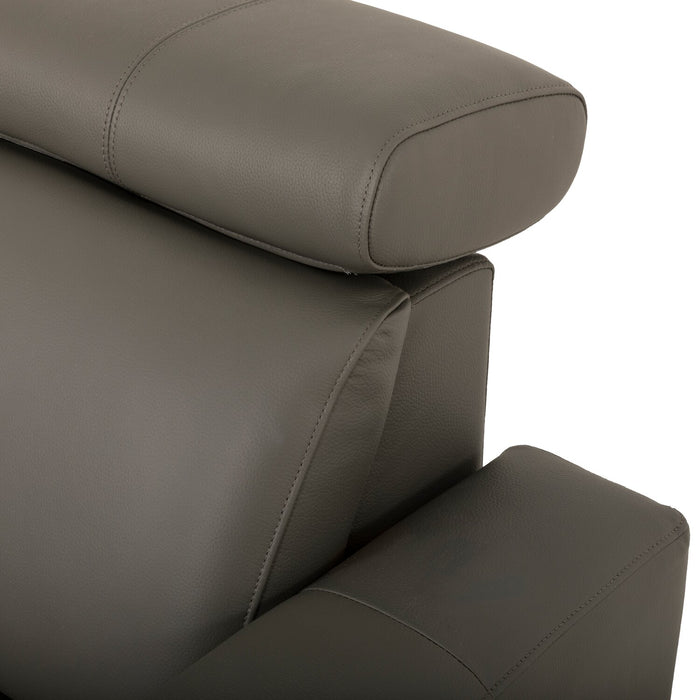 Valentino 3-Piece Left-Facing Grey Genuine Leather Power Reclining Sectional with Adjustable Headrests 