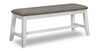 Echo Dining Bench with Linen-Look Fabric, Wood, 47.24\"W - White/Grey 