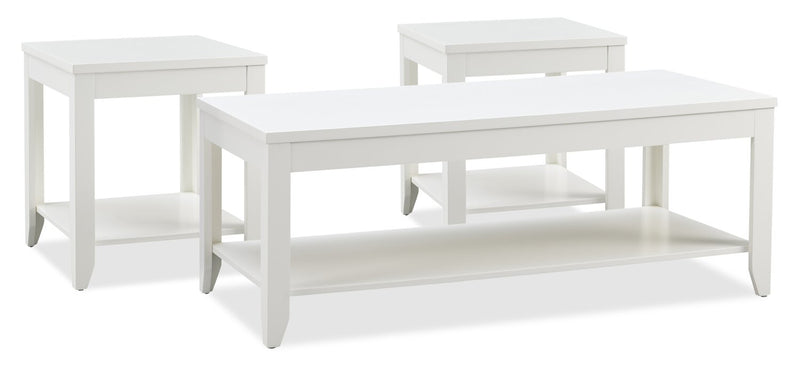 Aspen 47.3\" Traditional 3-Pack Coffee + 2 End Tables - White