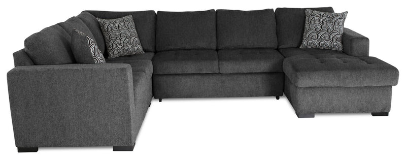 Legend 4-Piece Right-Facing Chenille Sleeper Sectional - Pepper 