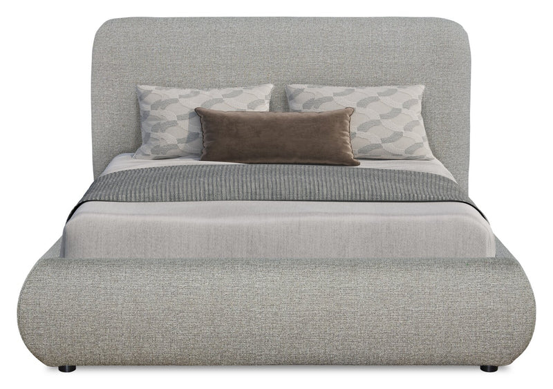 Luka Upholstered Platform Bed in Grey Fabric - Full Size