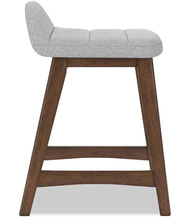 Jovi Counter-Height Stool with Linen-Look Fabric, 24\"H, Wood - Grey 
