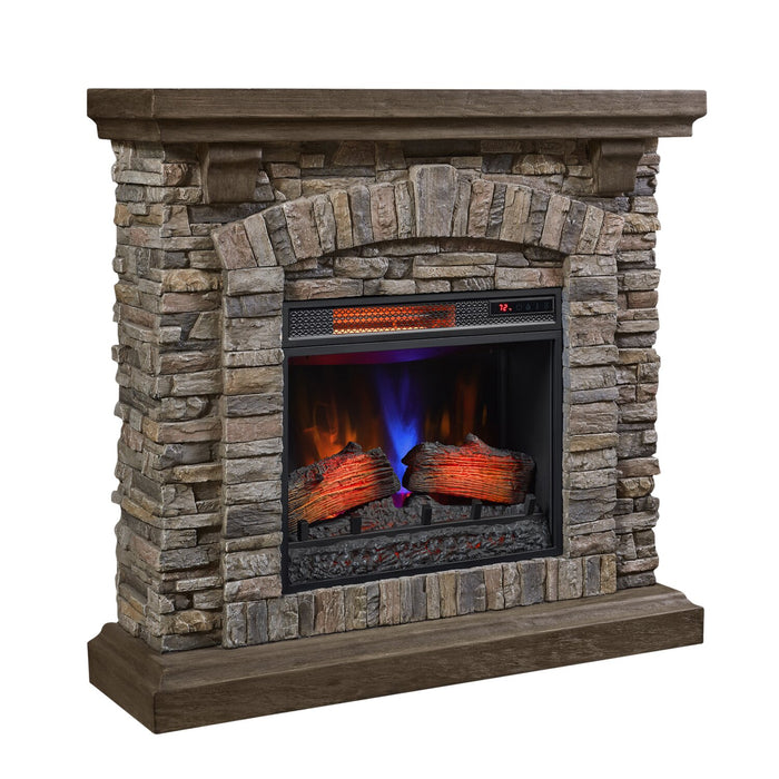 Montana 43.5” Rustic Electric Fireplace - Grey Stone