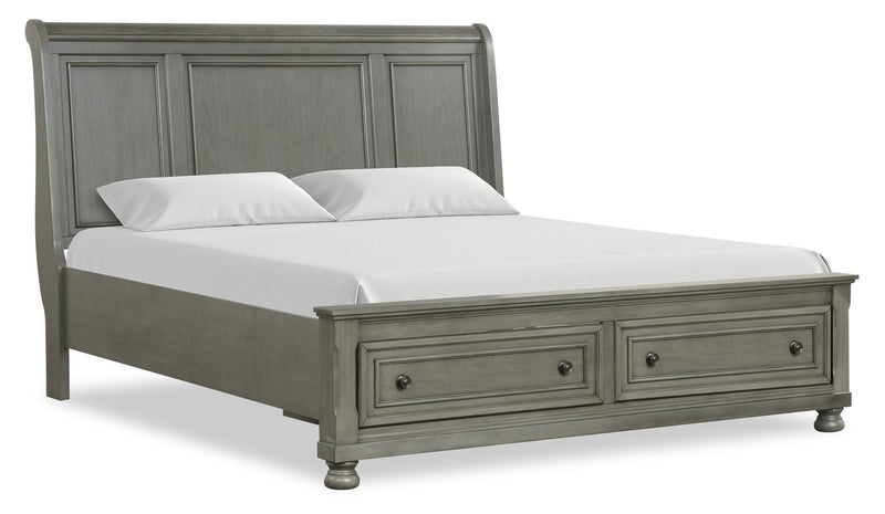Chelsea 5pc Bedroom Set with Storage Bed, Dresser & Mirror, Grey - King Size