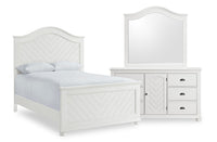 Ella 5pc Bedroom Set with Panel Bed, Dresser & Mirror, White - Queen Size