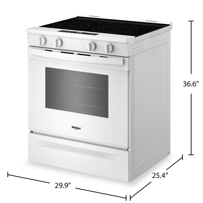 Whirlpool 30\" 5.3” Cu. Ft. Electric Range with Air Cooking – White - YWSES5030SW