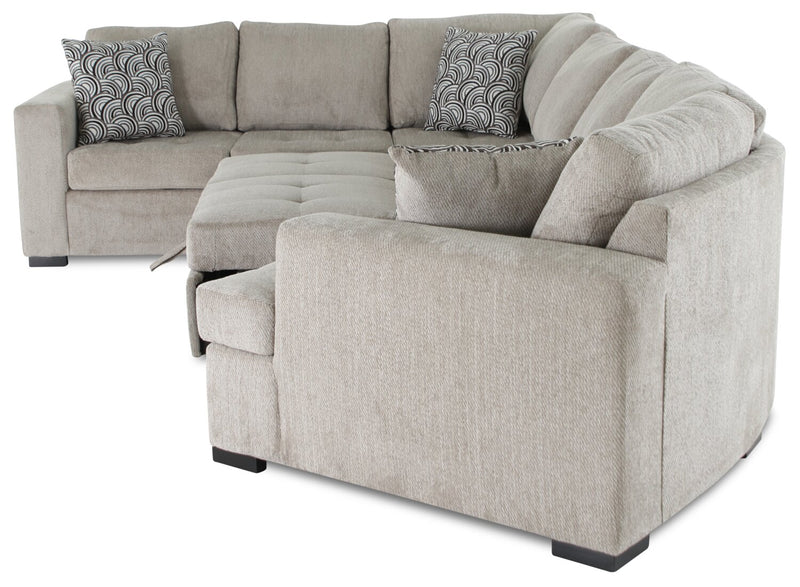 Legend 3-Piece Right-Facing Chenille Cuddler Sleeper Sectional - Platinum 