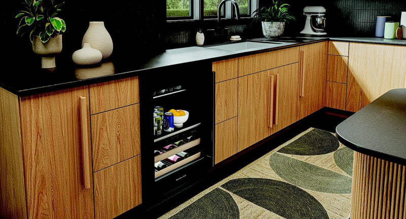 KitchenAid 24\" Beverage Centre with Wood-Front Racks – Black Ore - KUBL524SBE