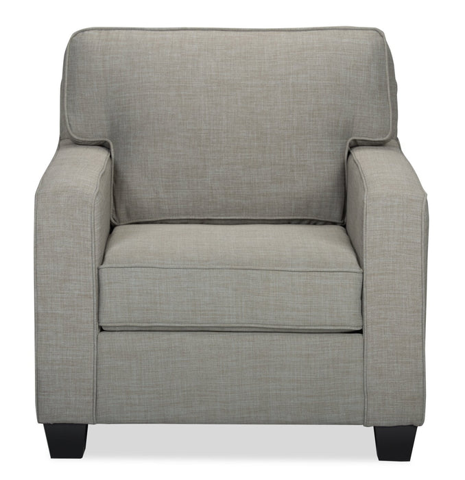 Made in Canada Sawyer 35\" Linen-Look Fabric Chair with Reversible Cushions and Track Arms - Light Grey 