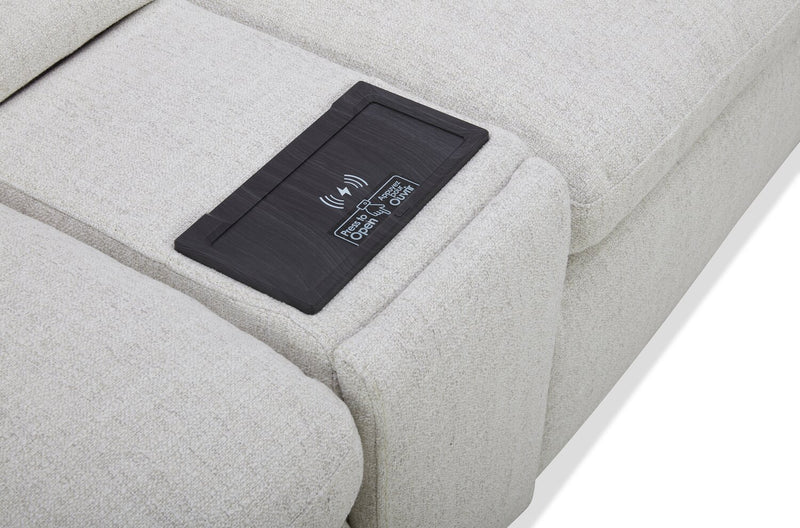 Sky Modular 6-Piece Fabric Power Reclining Sectional with Console and Feather Down Cushions - Nathan Wheat