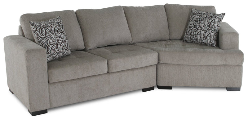Legend 2-Piece Right-Facing Chenille Cuddler Sectional - Platinum 
