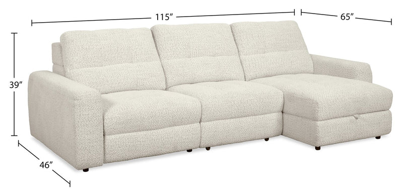 Scott Living Elevate Modular 3-Piece Right-Facing Chenille Fabric Power Sliding Sectional - Beige