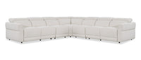 Cindy Crawford Home Aspen 5-Piece Power Reclining Sectional with Adjustable Headrests and USB Port - Alabaster