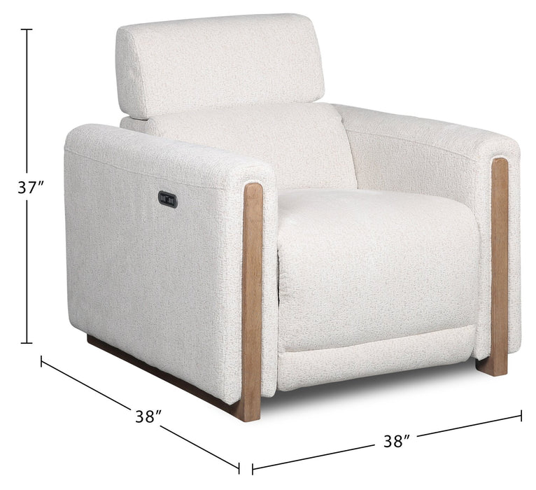 Sable Chenille Power Recliner - Alabaster