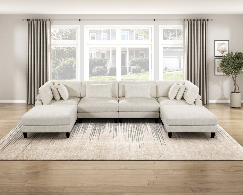 Lounge 6-Piece Chenille Modular Sectional – Beige 