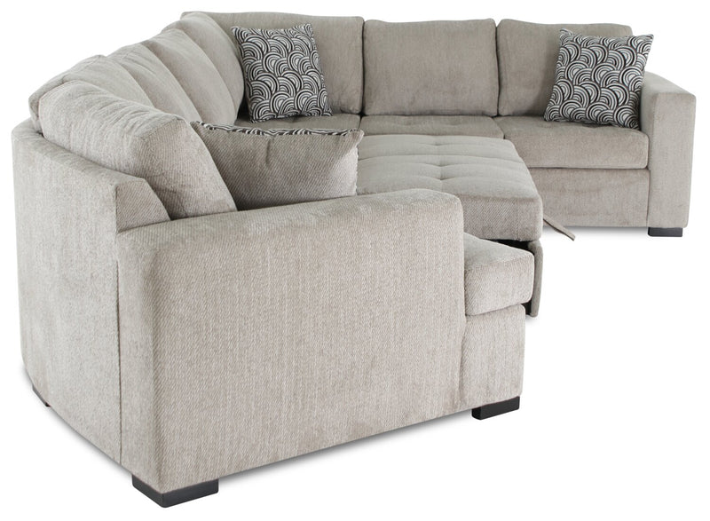 Legend 3-Piece Left-Facing Chenille Cuddler Sleeper Sectional - Platinum 