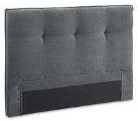 Amos Upholstered Platform Bed in Charcoal Fabric with Tufted Headboard - Queen Size