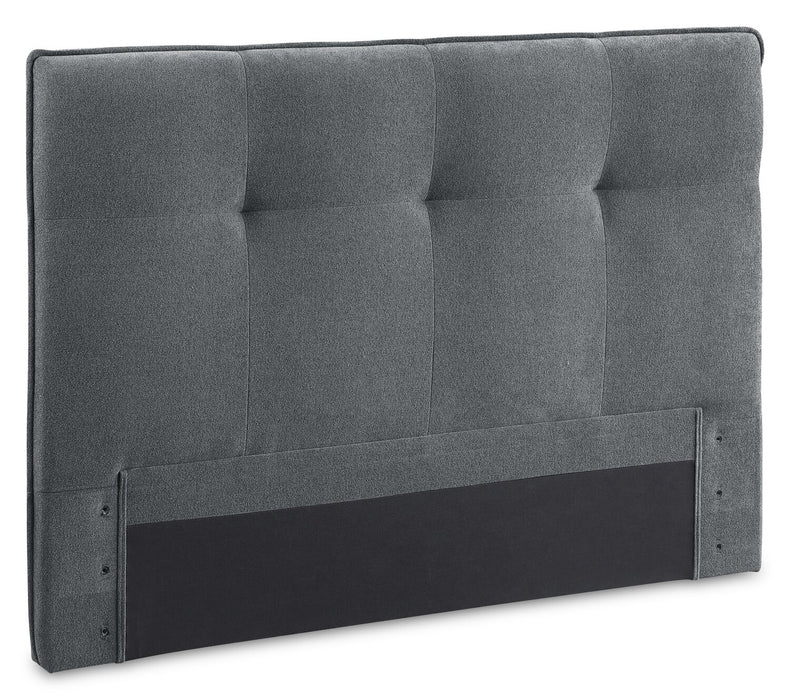 Amos Charcoal Upholstered Platform Bed with Tufted Headboard - Queen
