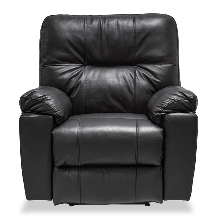 Canadian Made Dawson 40\" Genuine Leather Power Reclining Chair with USB Port - Black