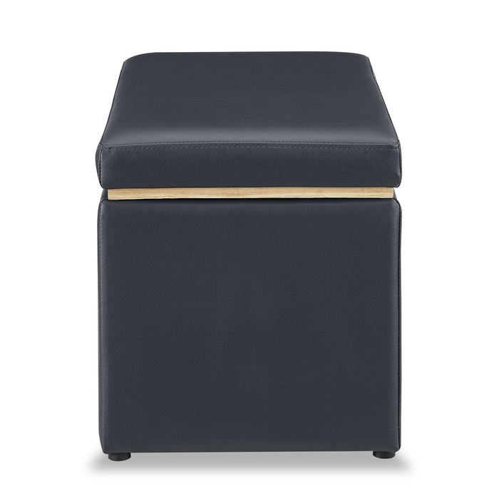 Edmonton Rectangular Storage Ottoman - Navy