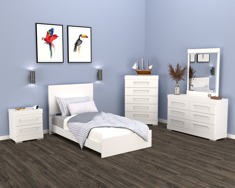 Riley Twin Bed - White