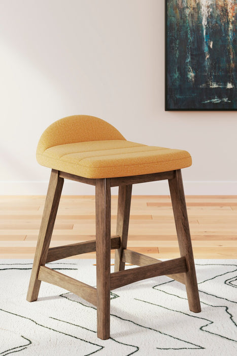 Jovi Counter-Height Stool with Linen-Look Fabric, 24\"H, Wood - Mustard 